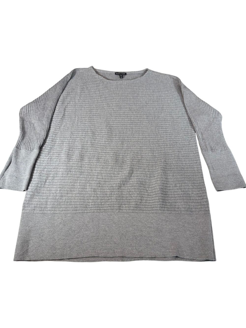 Eileen Fisher womens gray tunic length 3/4 sleeve sweater. Sz M. merino wool - Picture 1 of 6